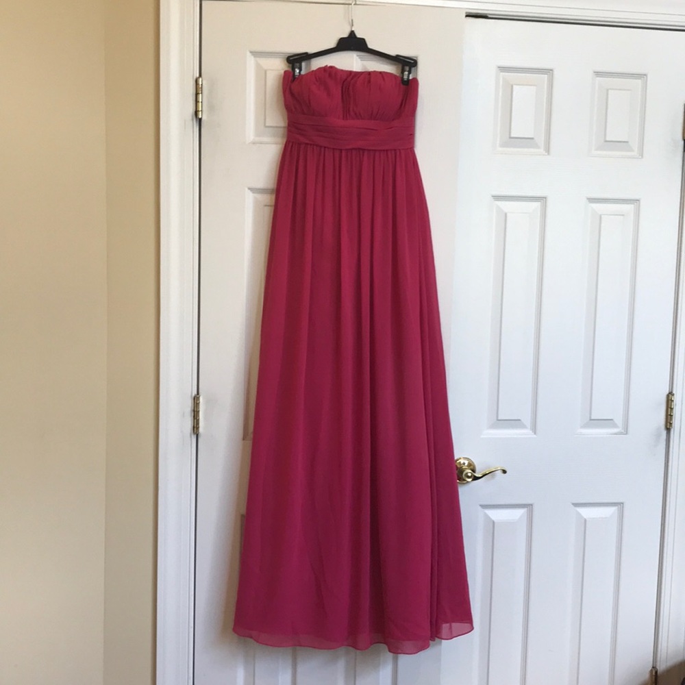 Hot Pink Floor Length Chiffon Gown